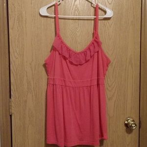 Pink tank top with ruffle